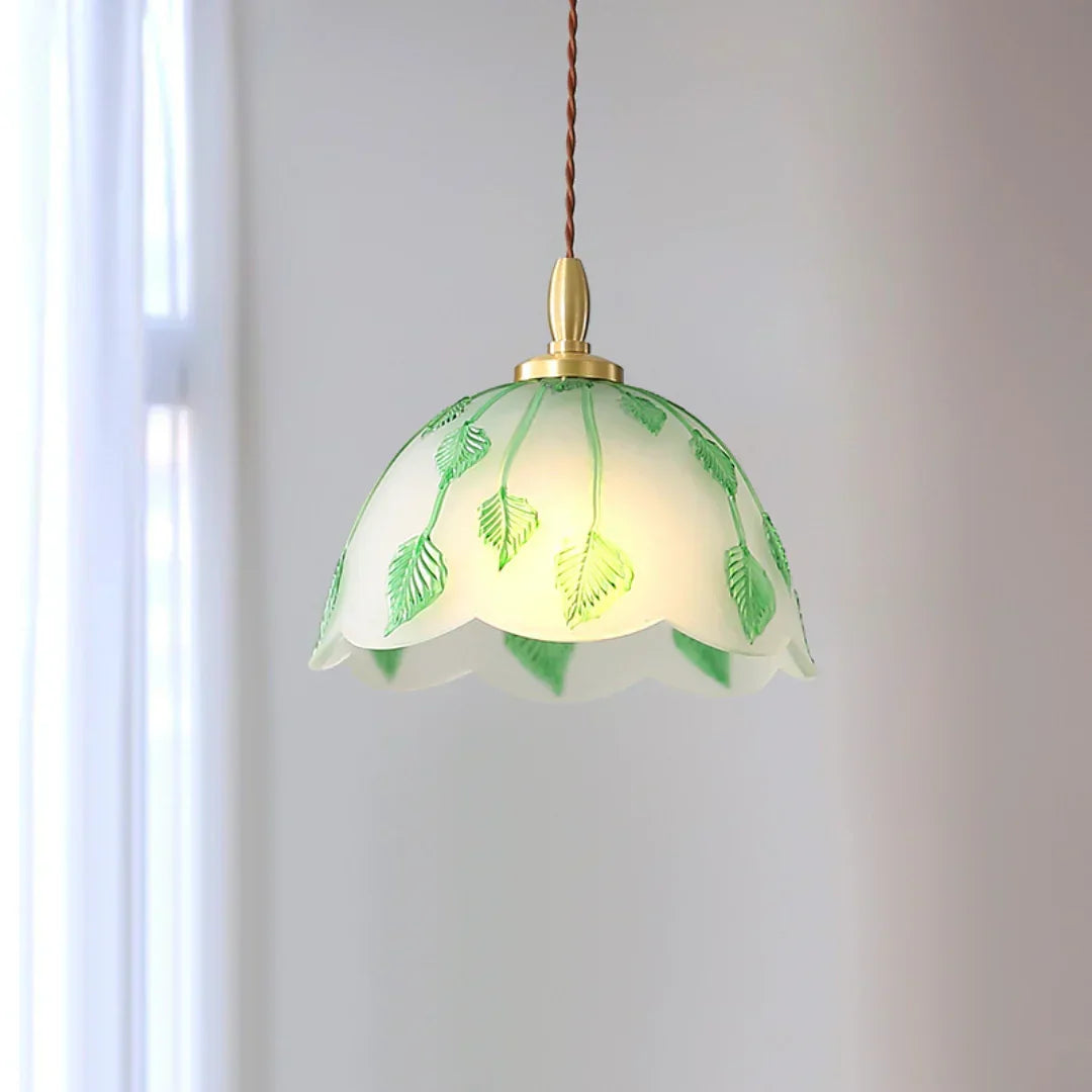 Retro Round Leaf Glass Pendant Lamp – Glass detail 10