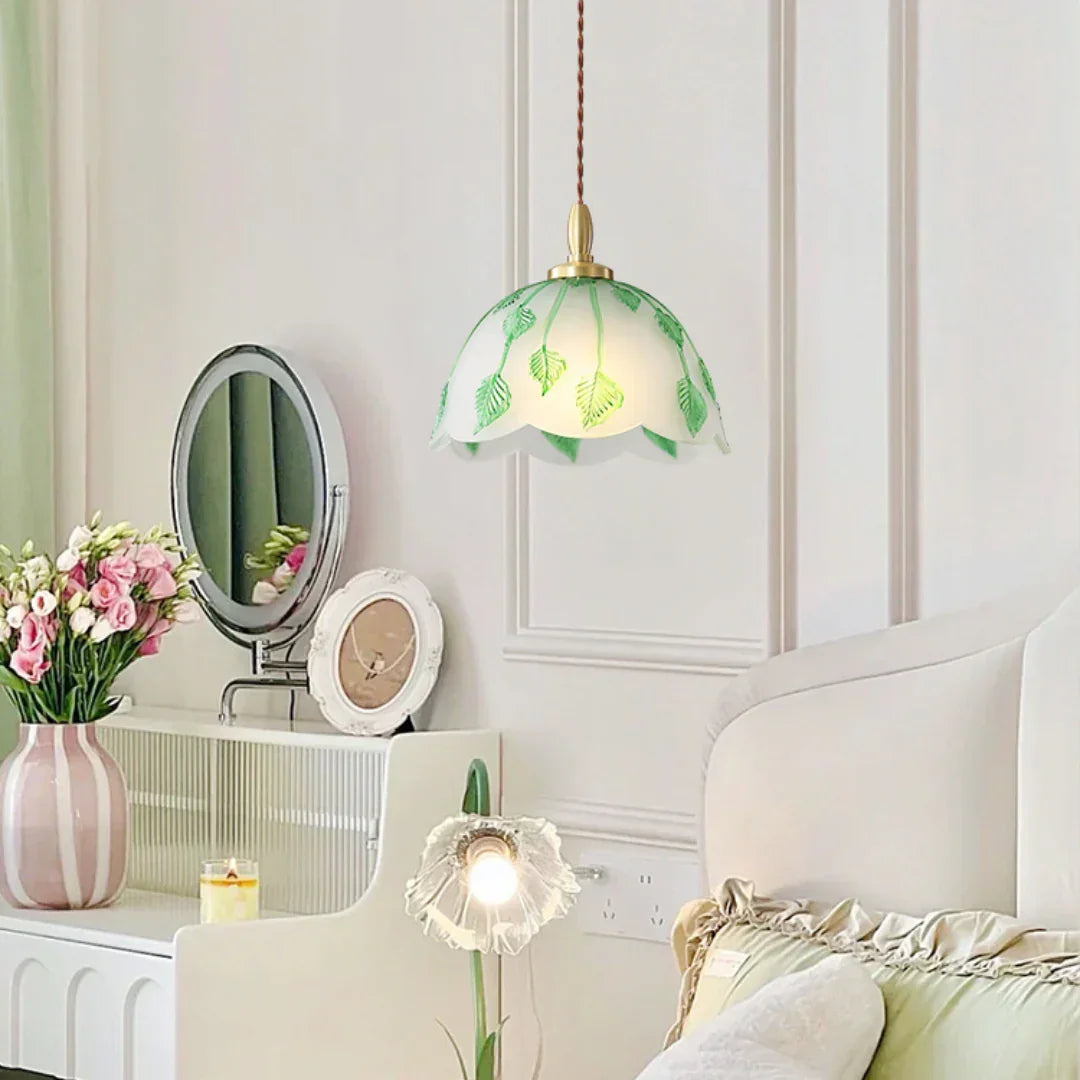 Retro Round Leaf Glass Pendant Lamp – Glass detail 4
