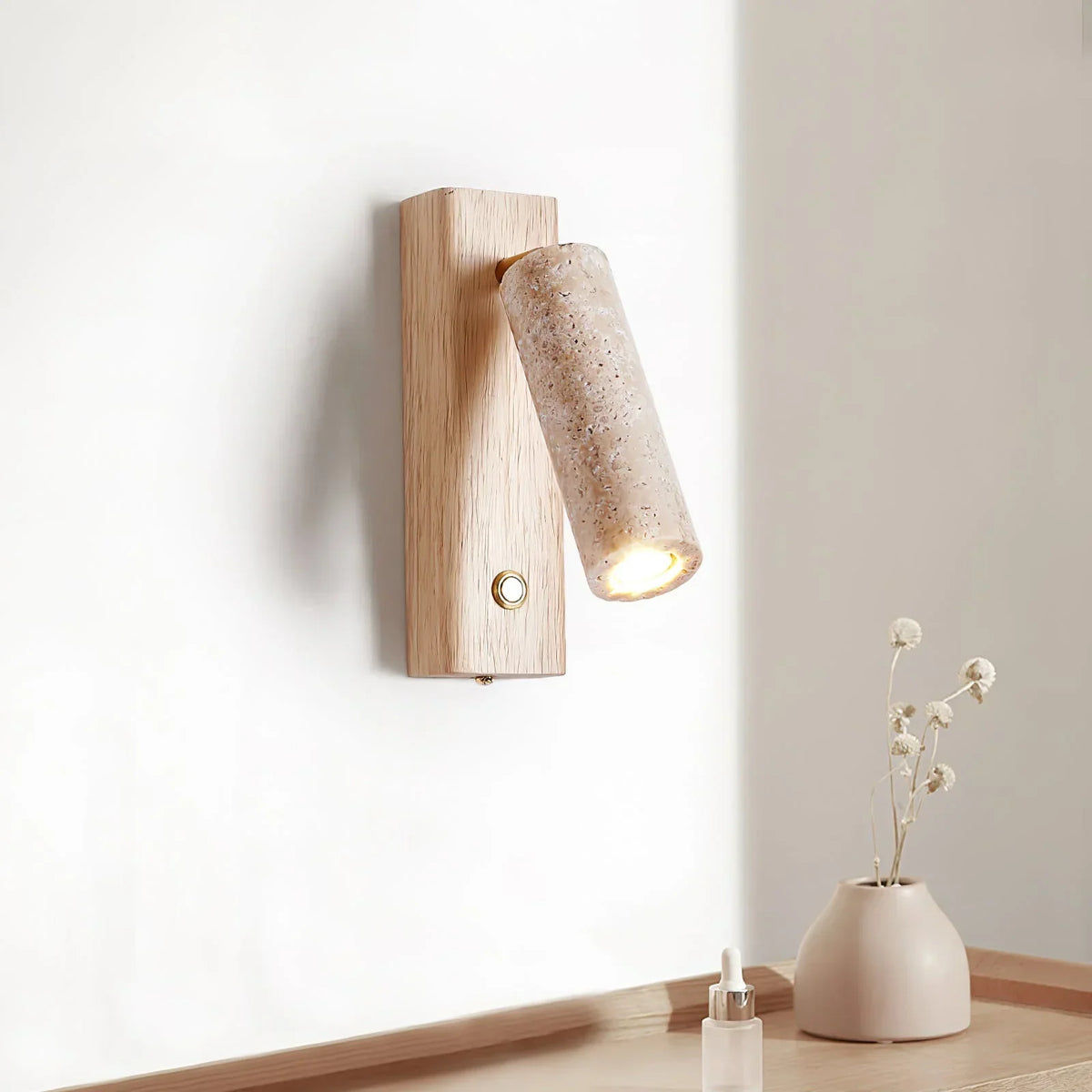 Rotating Travertine Lustra Torch Wall Lamp – Travertine detail 5