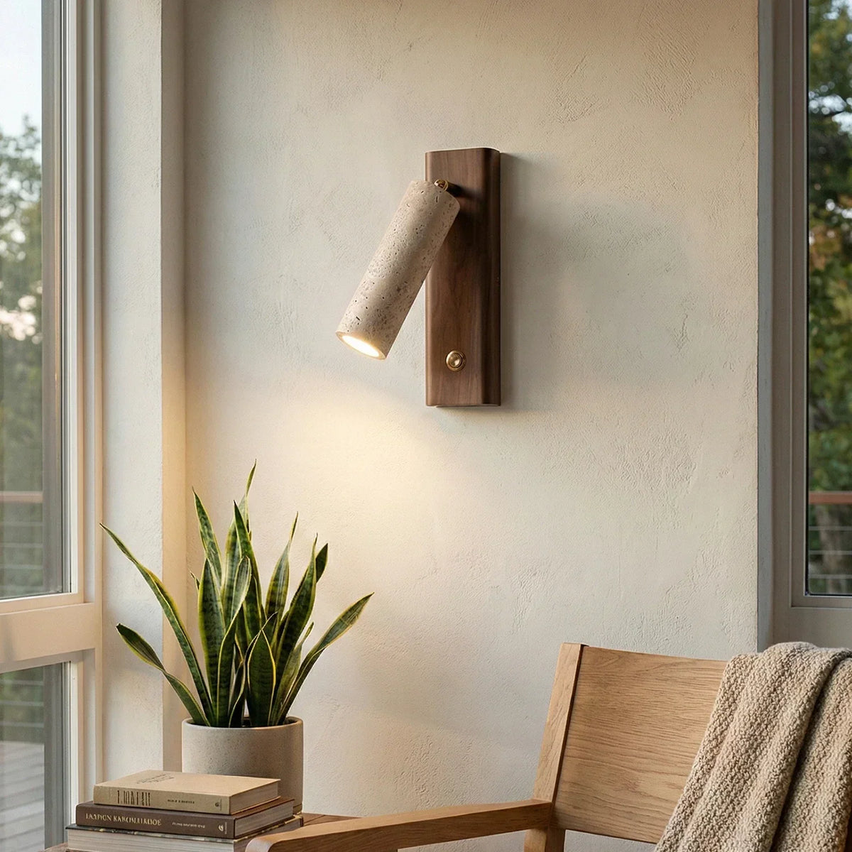 Rotating Travertine Lustra Torch Wall Lamp – Travertine detail 2