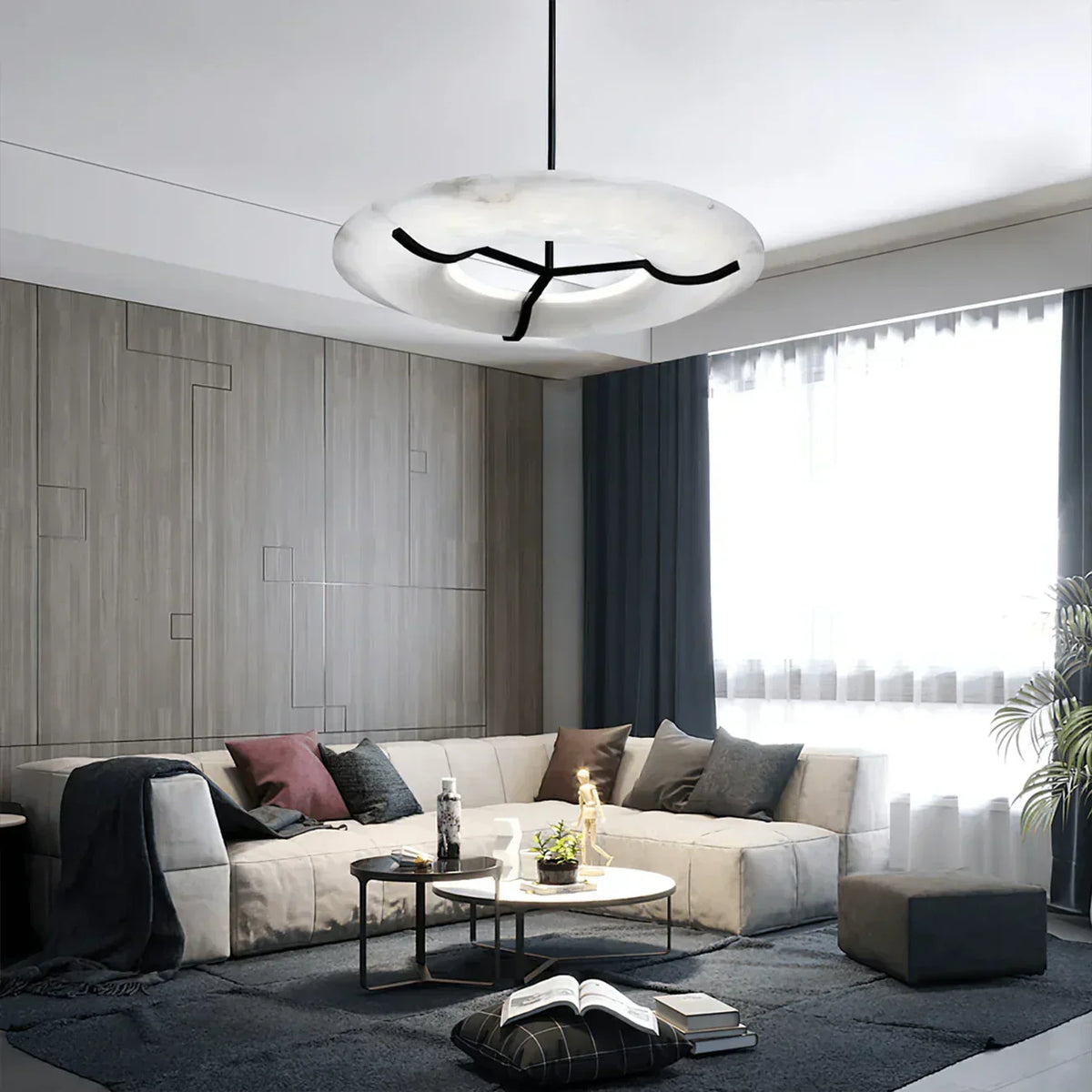 Round Carve Alabaster Pendant Light – Alabaster detail 4
