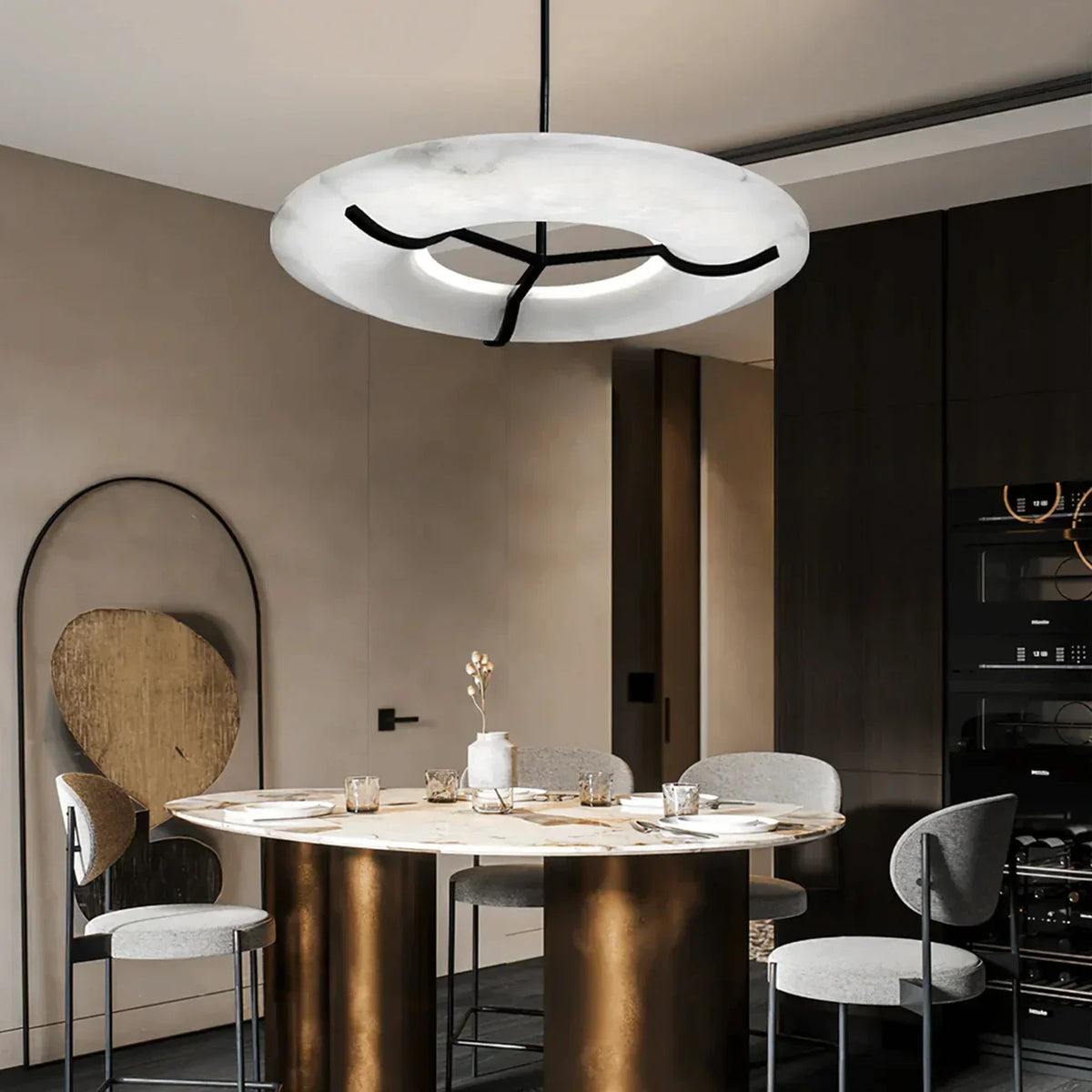 Round Carve Alabaster Pendant Light – Alabaster detail 3