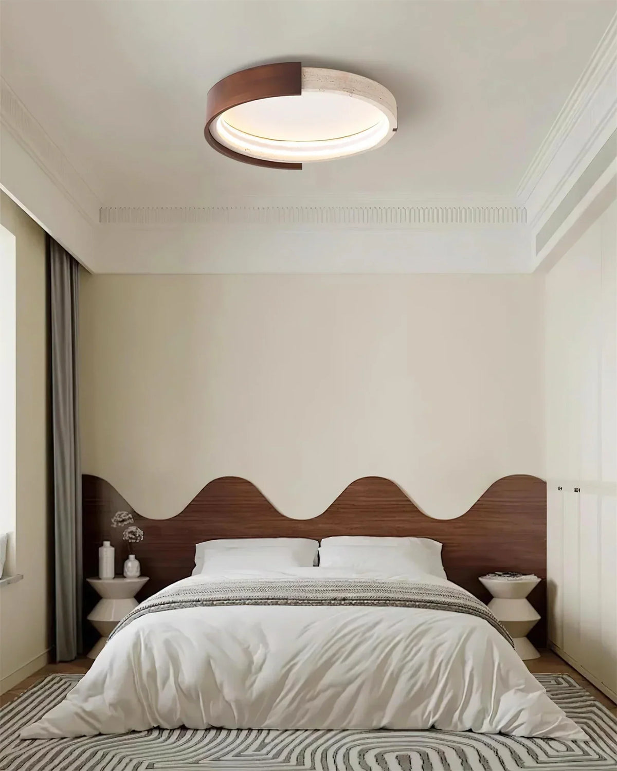 Round Cerqon Halo Travertine Ceiling Lamp – Travertine detail 4