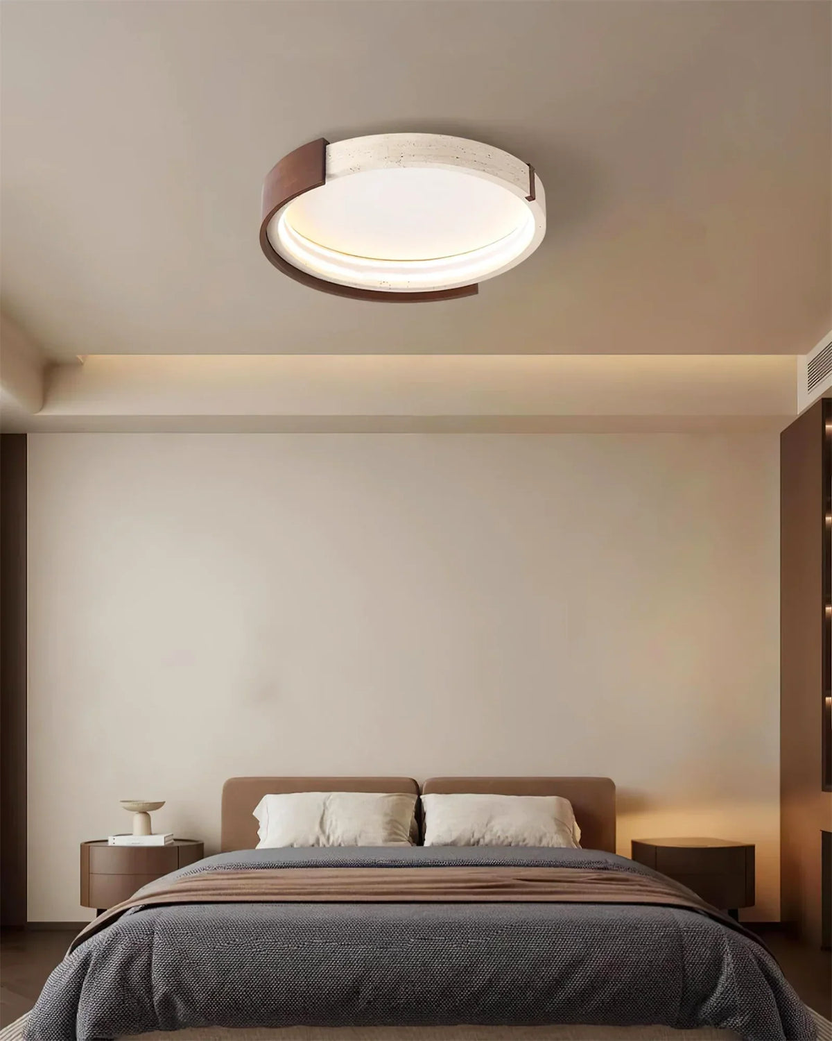 Round Cerqon Halo Travertine Ceiling Lamp – Travertine detail 3