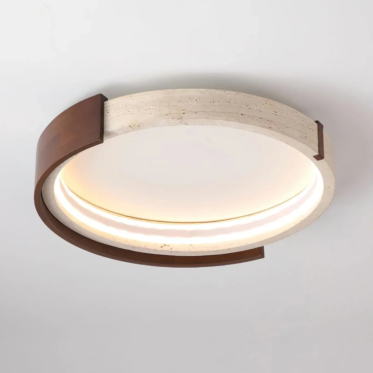 Round Cerqon Halo Travertine Ceiling Lamp – Travertine detail 7