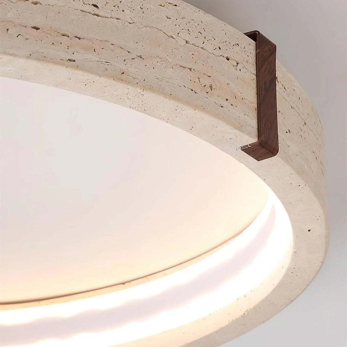 Round Cerqon Halo Travertine Ceiling Lamp – Travertine detail 5