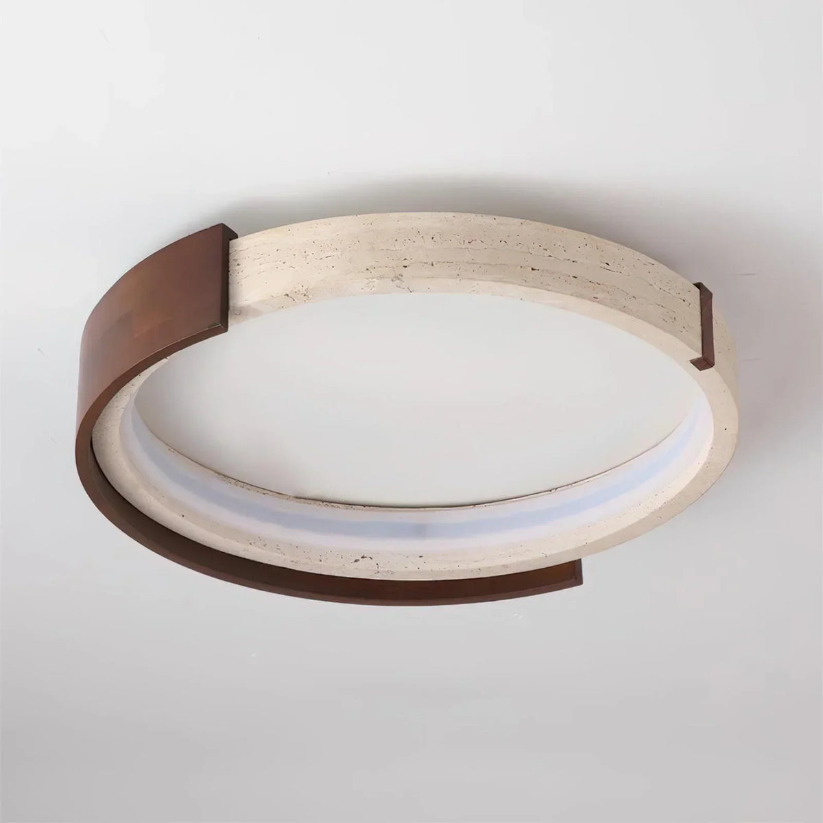 Round Cerqon Halo Travertine Ceiling Lamp – Travertine detail 8