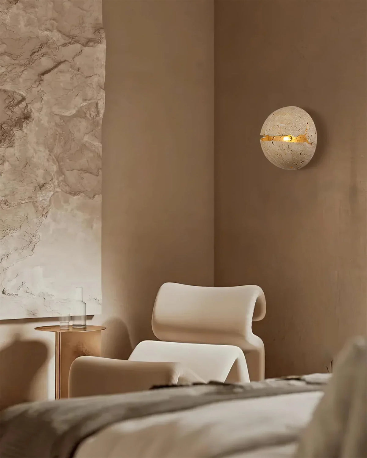 Round Crackle Travertine Wall Lamp – Travertine detail 8