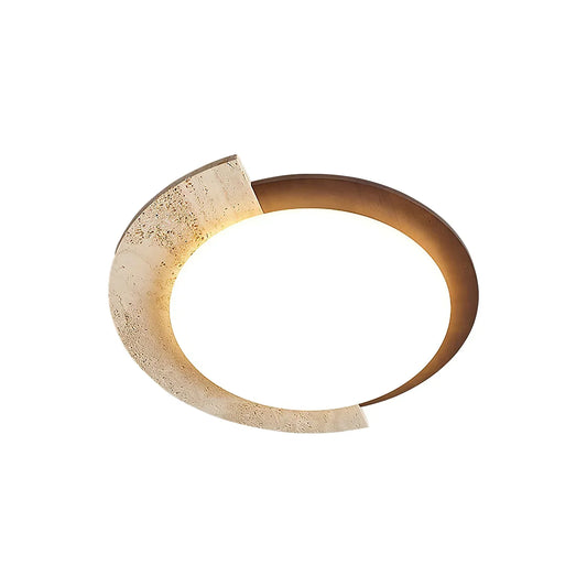 Round Eclipse Halo Travertine Ceiling Lamp