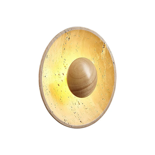 Round Halo Travertine Wall Lamp