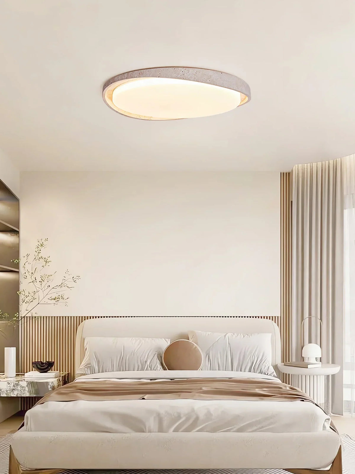 Round Lumen Arc Travertine Ceiling Light – Travertine detail 7