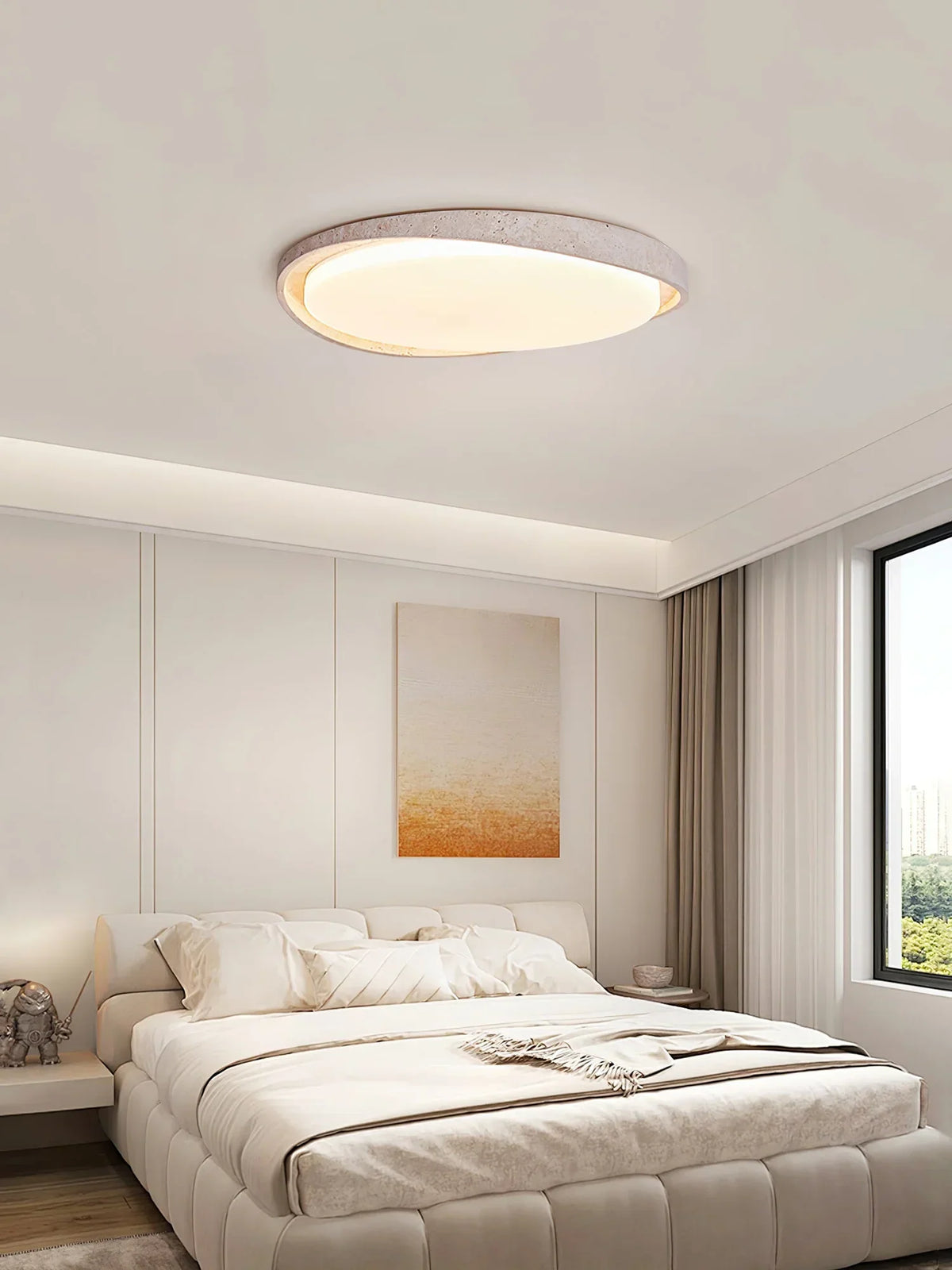 Round Lumen Arc Travertine Ceiling Light – Travertine detail 6
