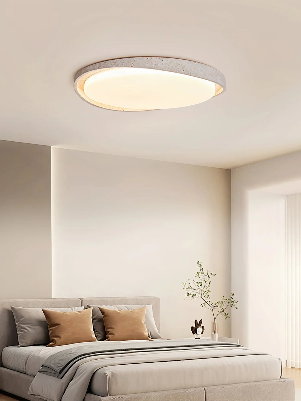 Round Lumen Arc Travertine Ceiling Light – Travertine detail 5