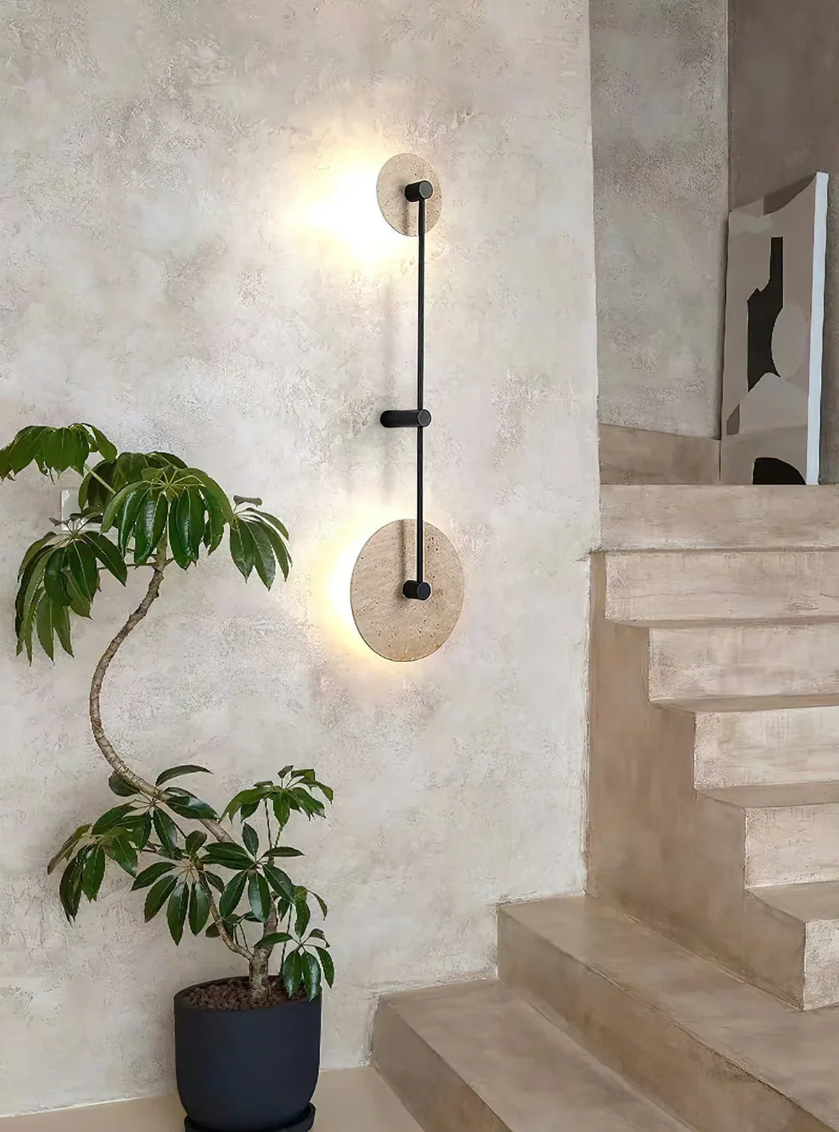 Round Mito Travertine Wall Lamp – Travertine detail 7