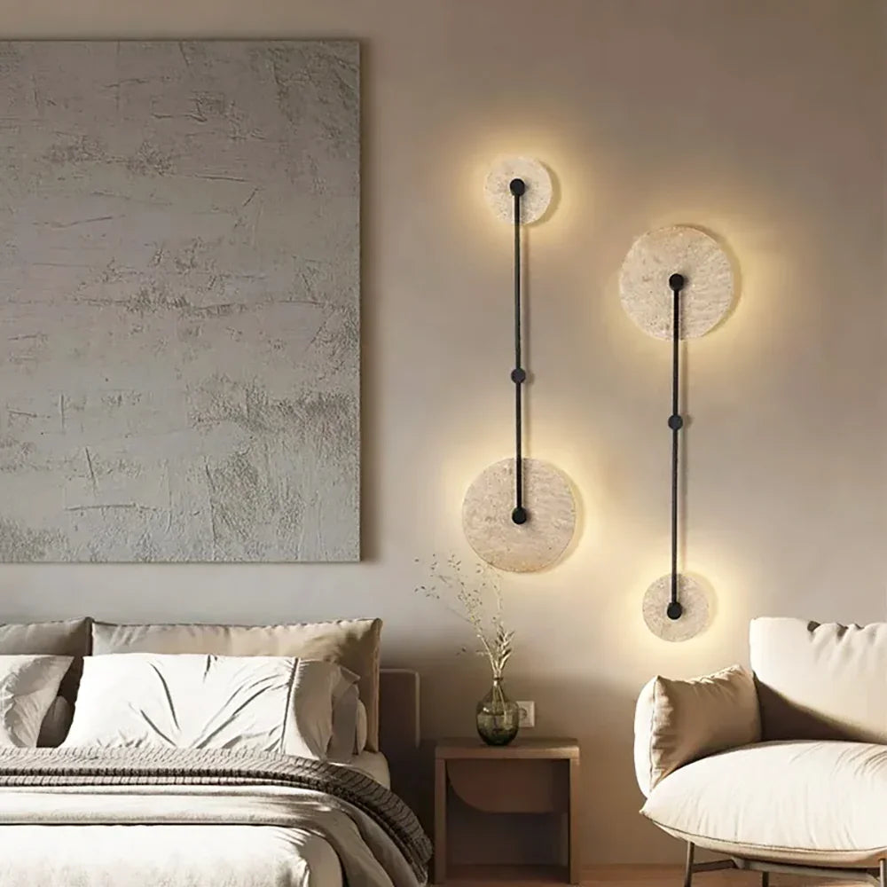 Round Mito Travertine Wall Lamp – Travertine detail 4