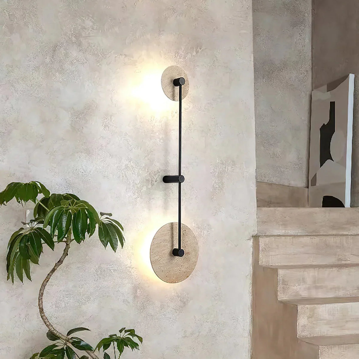 Round Mito Travertine Wall Lamp – Travertine detail 3