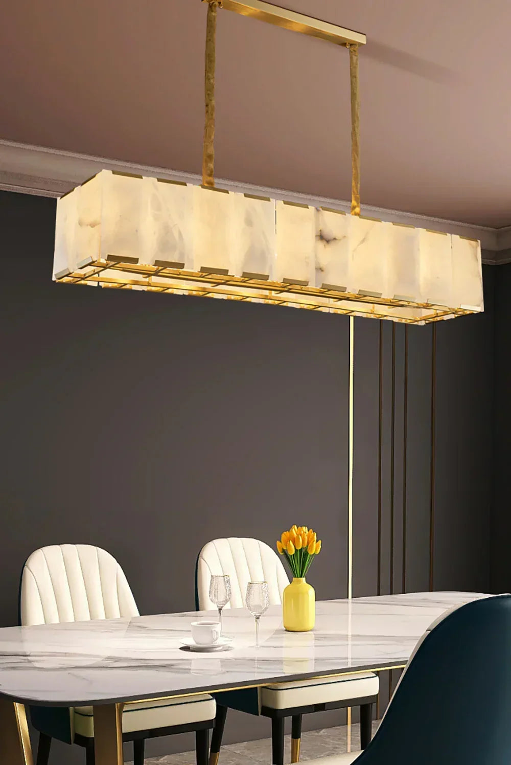 Round Modern Alabaster Chandelier – Alabaster detail 10
