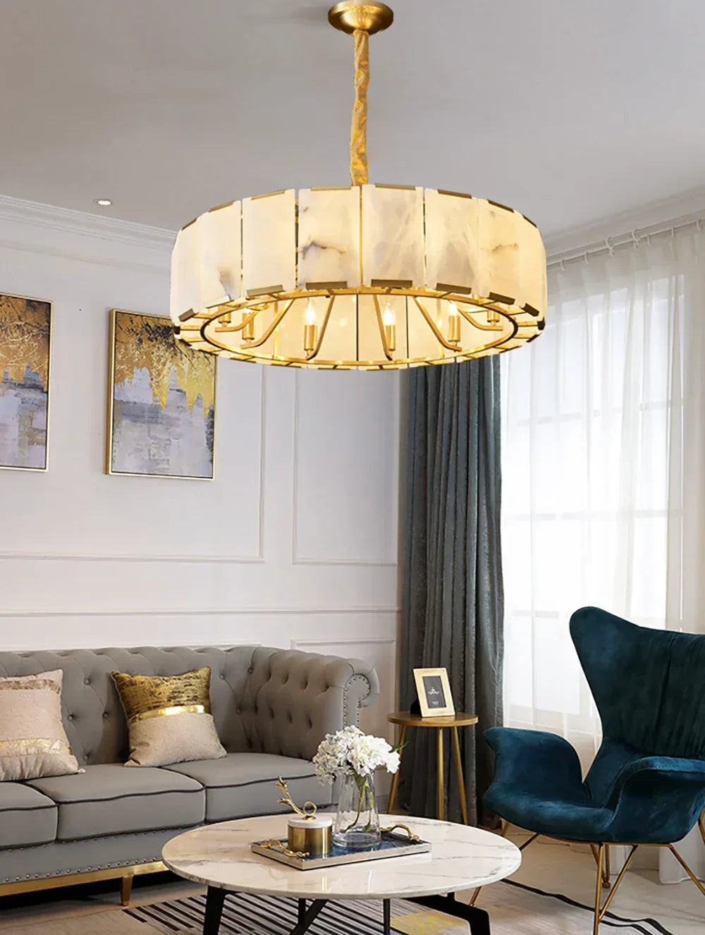 Round Modern Alabaster Chandelier – Alabaster detail 8