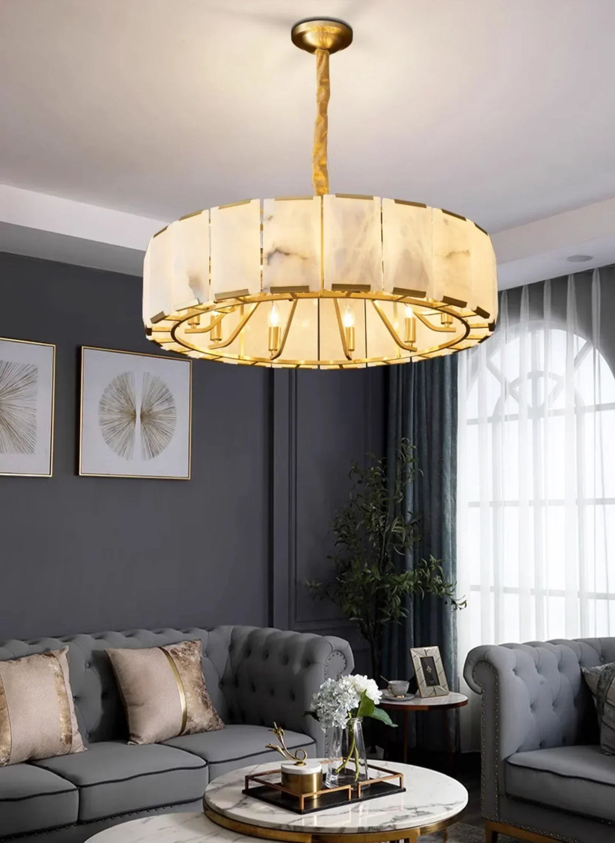Round Modern Alabaster Chandelier – Alabaster detail 9
