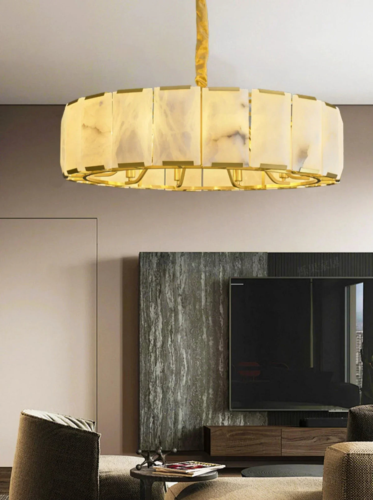 Round Modern Alabaster Chandelier – Alabaster detail 7