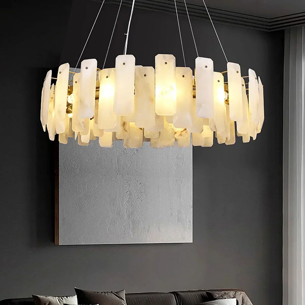 Round Noah Alabaster Chandelier – Alabaster detail 4