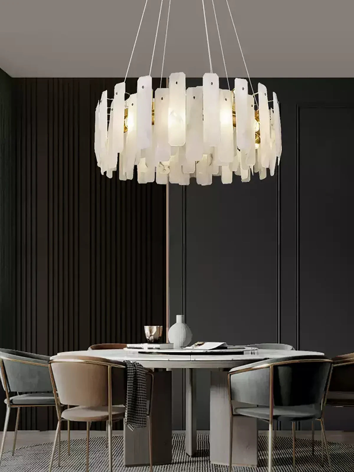 Round Noah Alabaster Chandelier – Alabaster detail 8