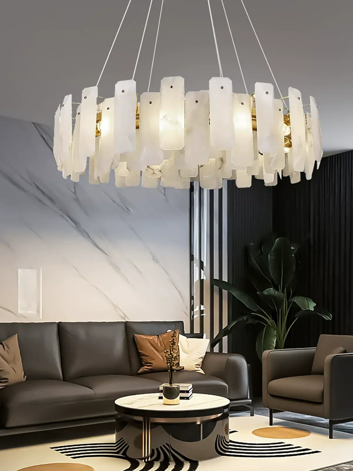 Round Noah Alabaster Chandelier – Alabaster detail 6