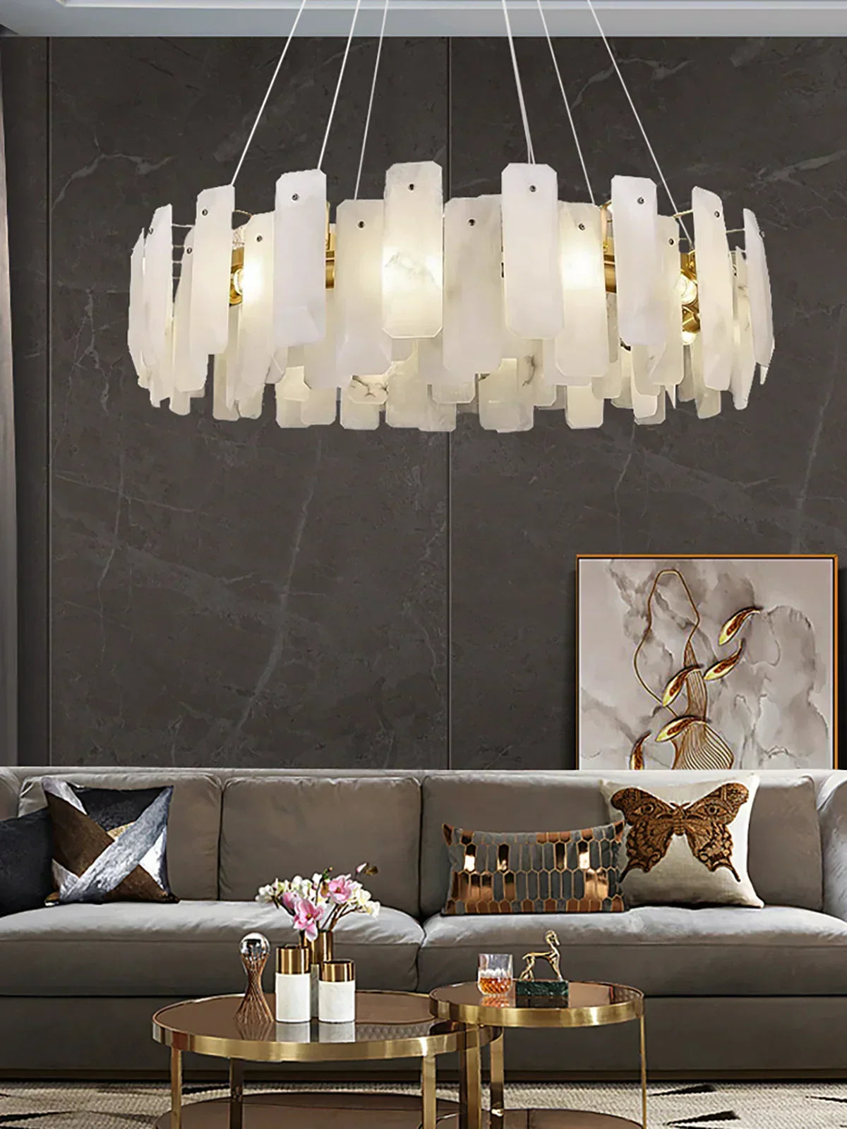 Round Noah Alabaster Chandelier – Alabaster detail 7