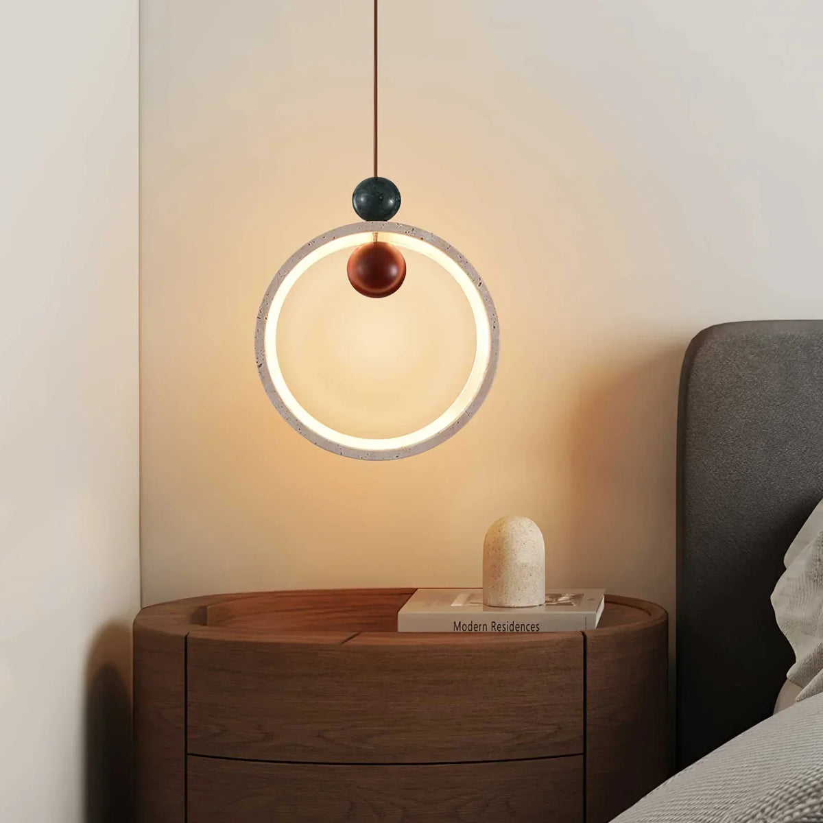 Round Orvion Travertine Pendant Lamp – Travertine detail 2