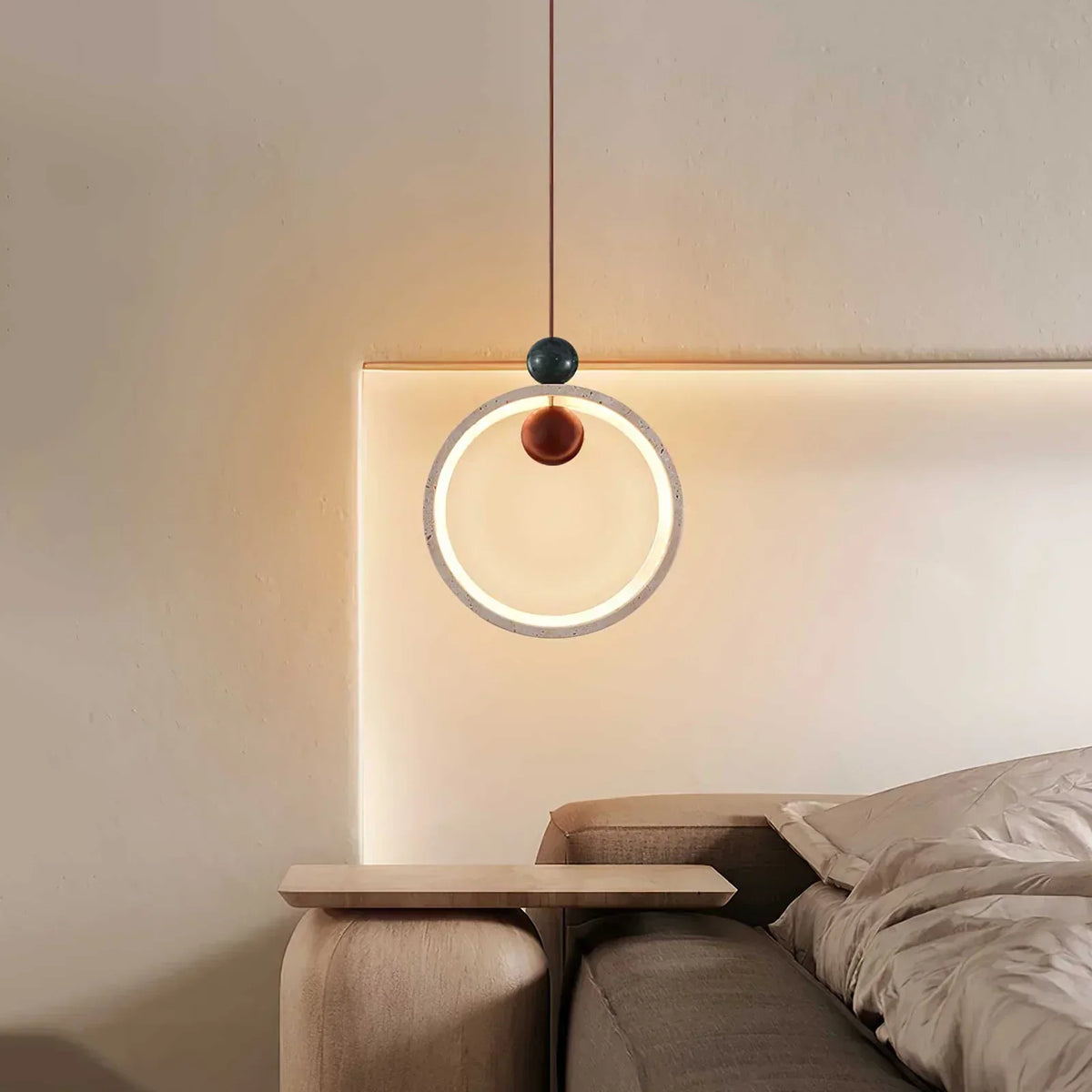Round Orvion Travertine Pendant Lamp – Travertine detail 3