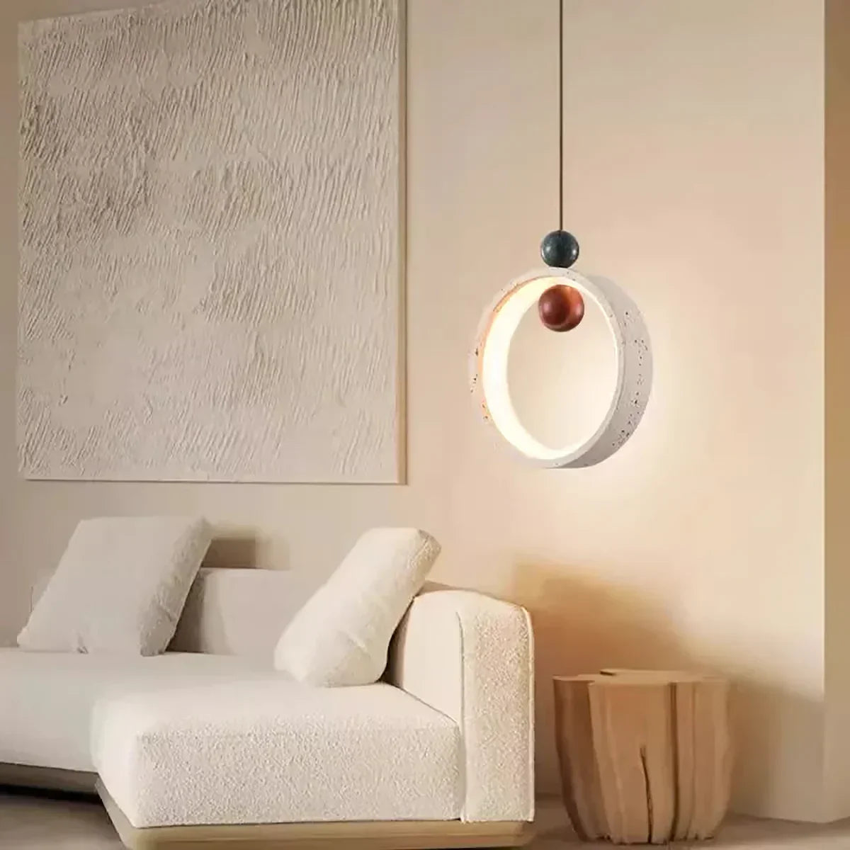 Round Orvion Travertine Pendant Lamp – Travertine detail 5