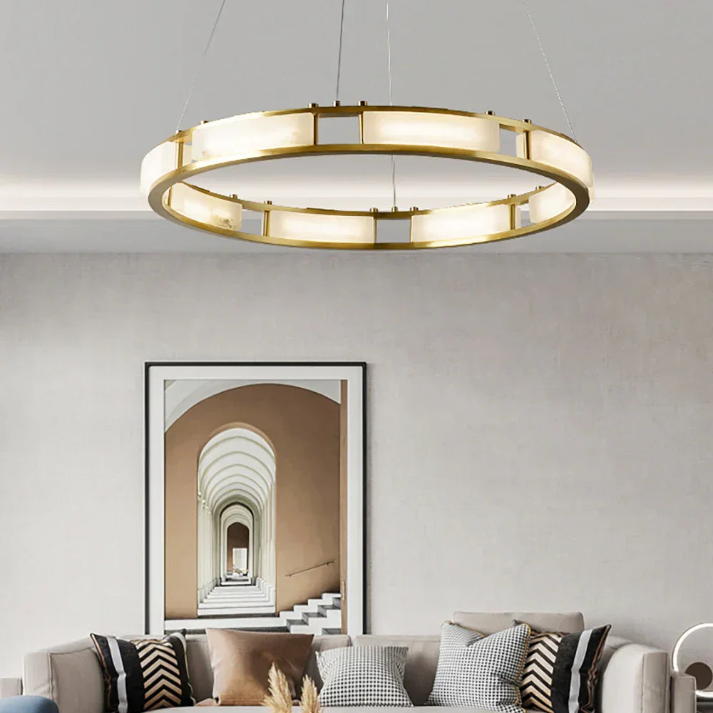 Round Qatar Modern Alabaster Chandelier – Alabaster detail 3