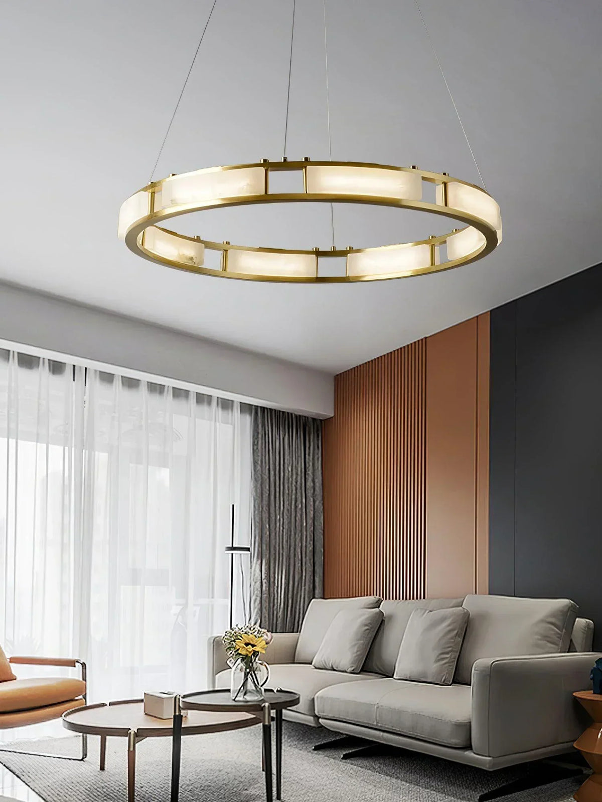 Round Qatar Modern Alabaster Chandelier – Alabaster detail 4