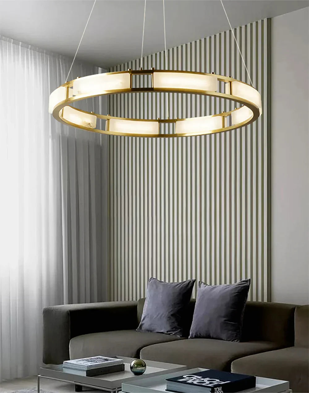 Round Qatar Modern Alabaster Chandelier – Alabaster detail 6