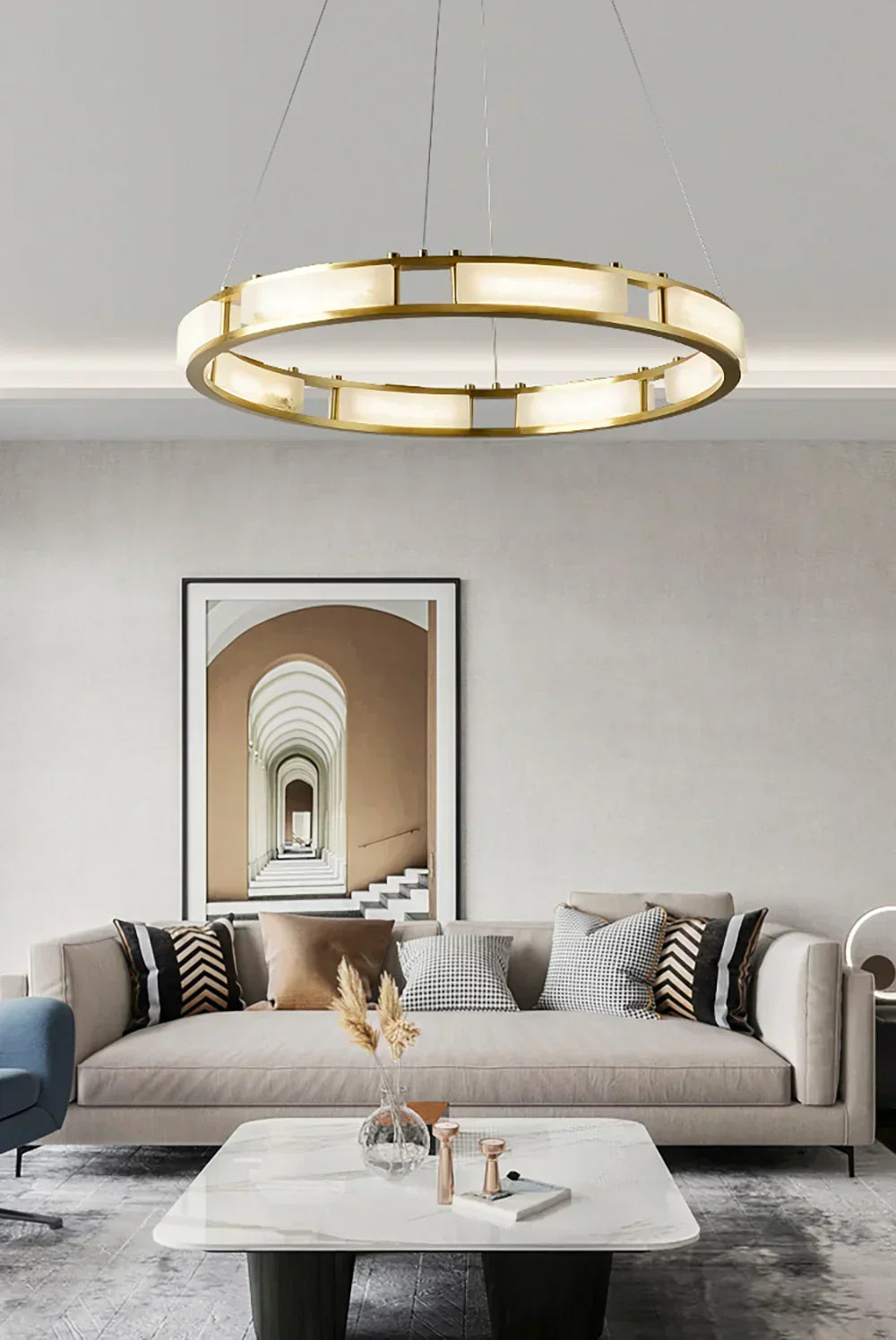 Round Qatar Modern Alabaster Chandelier – Alabaster detail 12