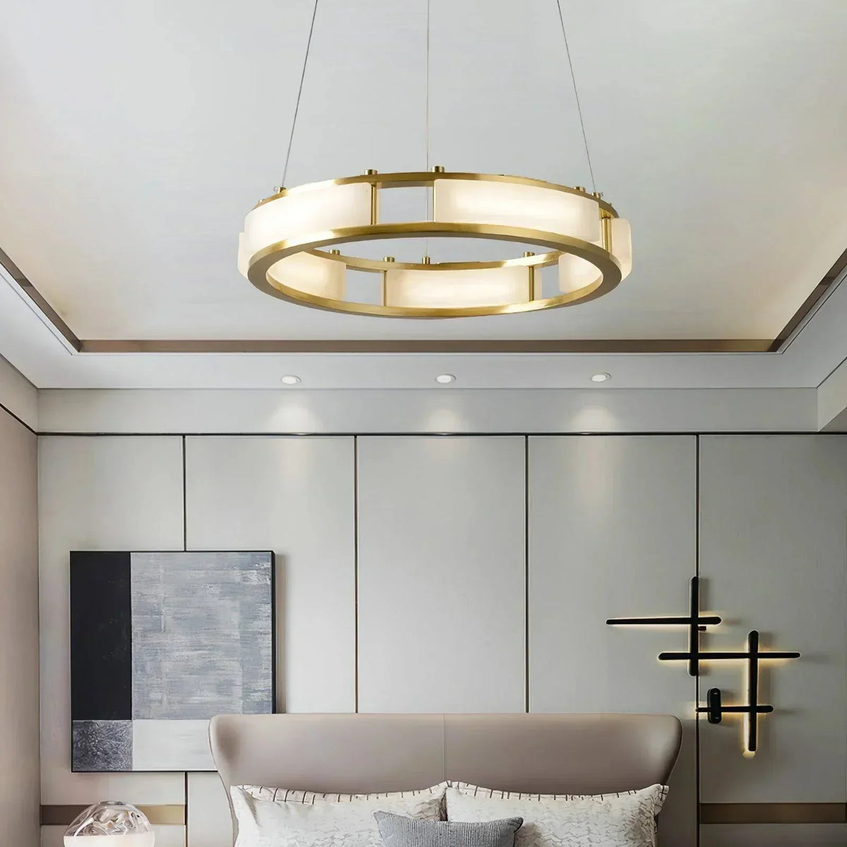 Round Qatar Modern Alabaster Chandelier – Alabaster detail 7