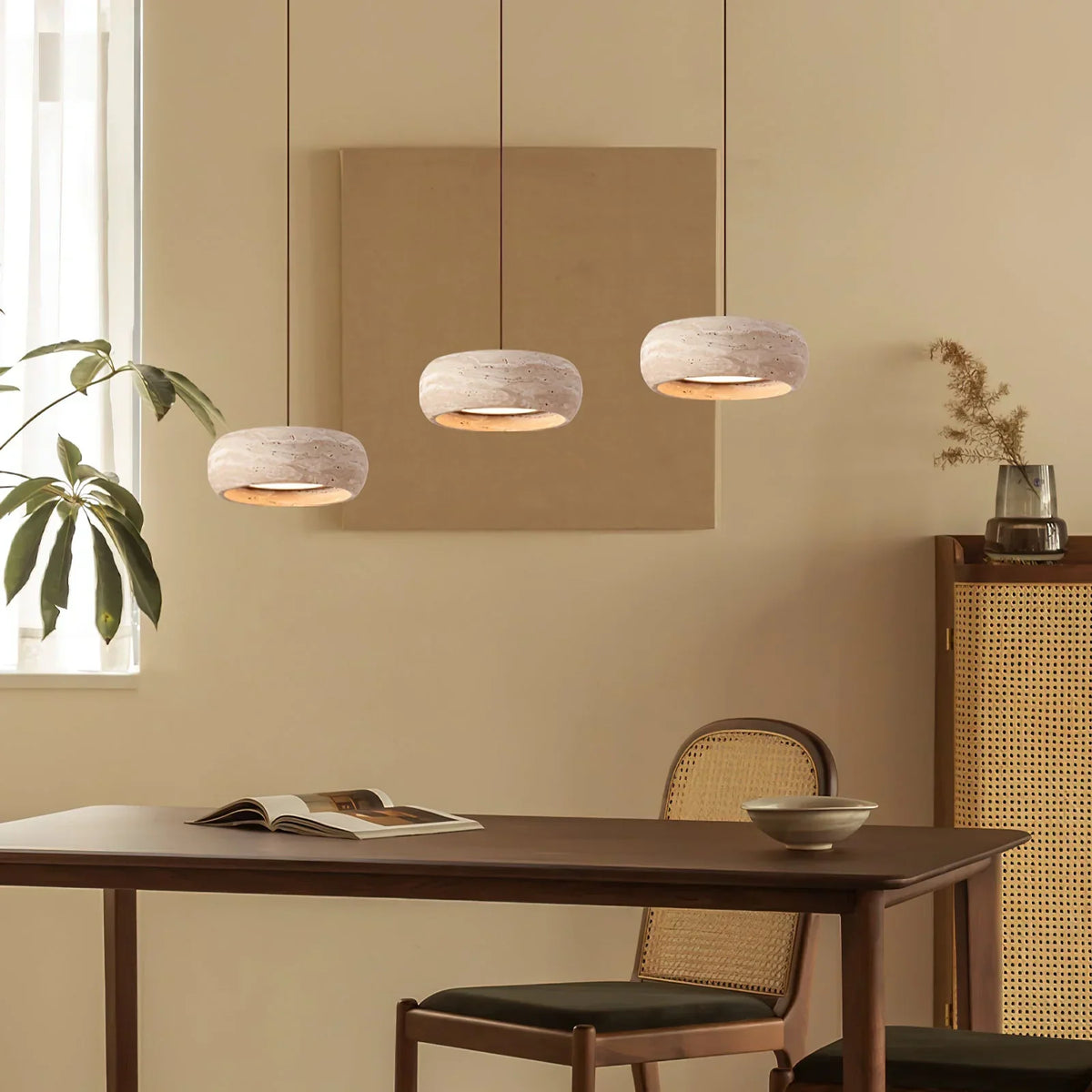 Round Travertine Drum Pendant Lamp – Travertine detail 7
