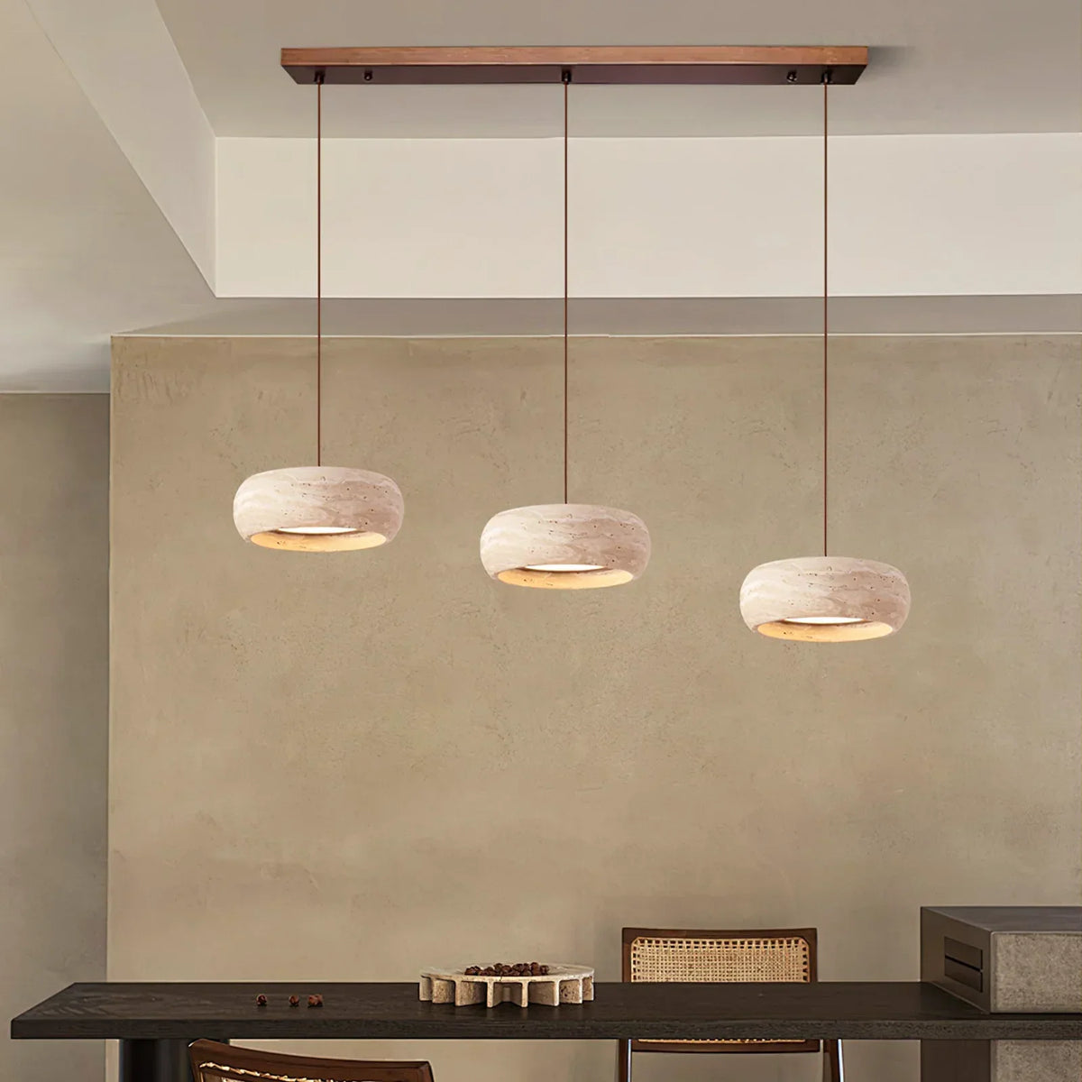 Round Travertine Drum Pendant Lamp – Travertine detail 4