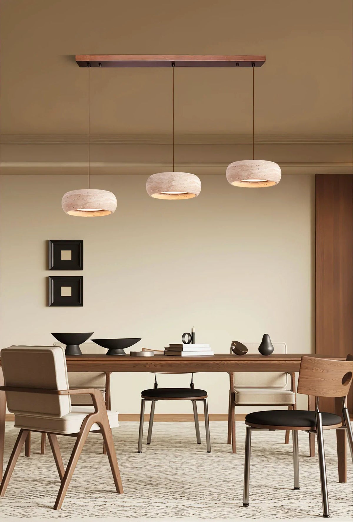Round Travertine Drum Pendant Lamp – Travertine detail 8