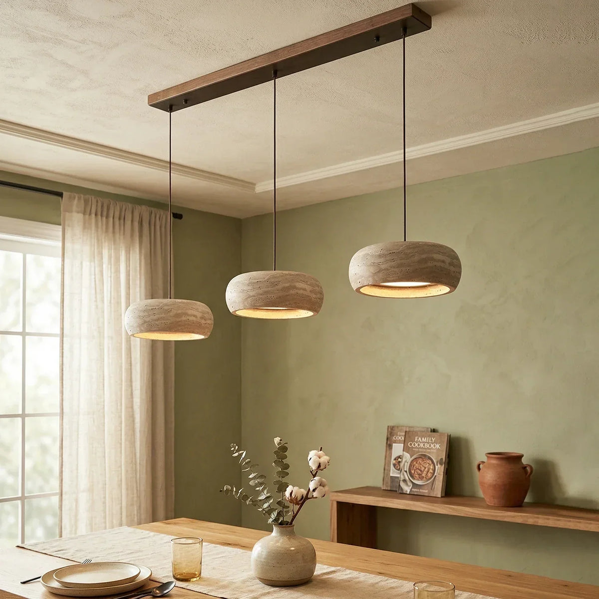 Round Travertine Drum Pendant Lamp – Travertine detail 2