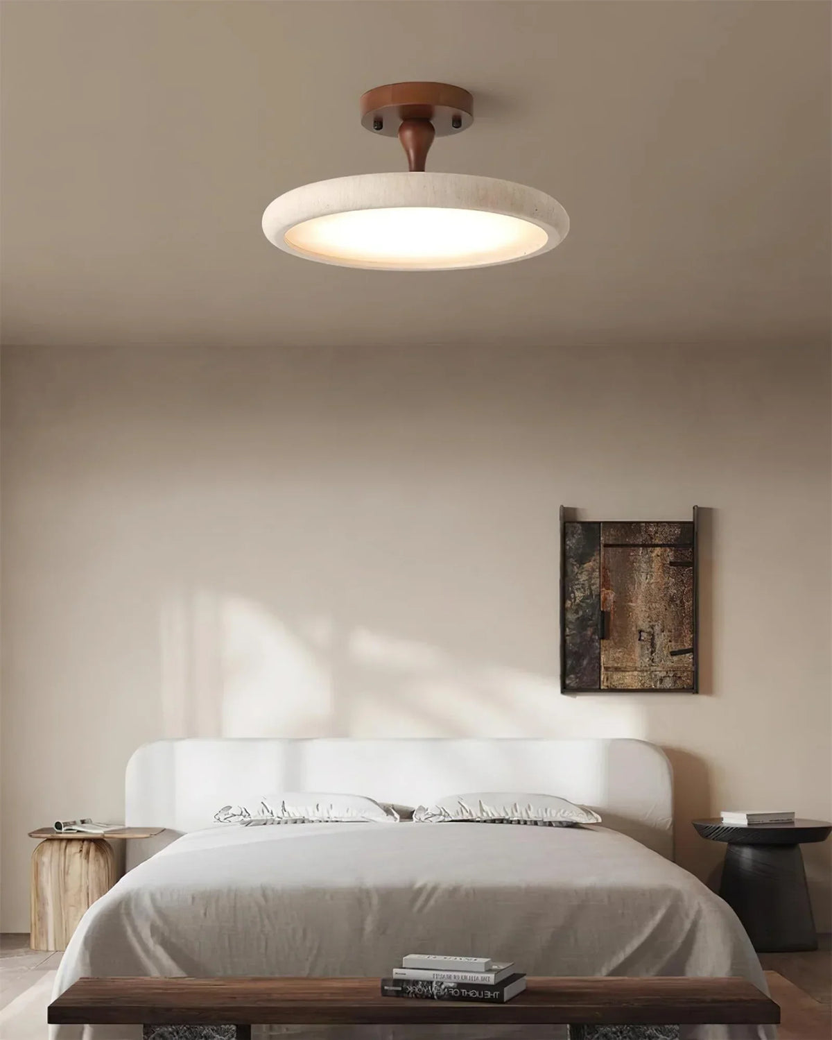 Round Travertine Kelva Ceiling Light – Travertine detail 8