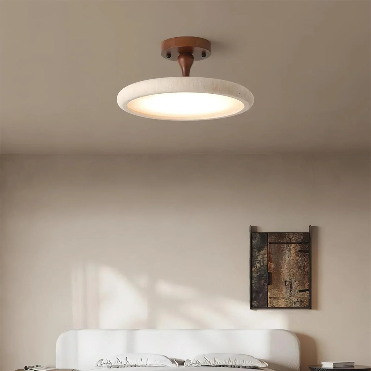 Round Travertine Kelva Ceiling Light – Travertine detail 2