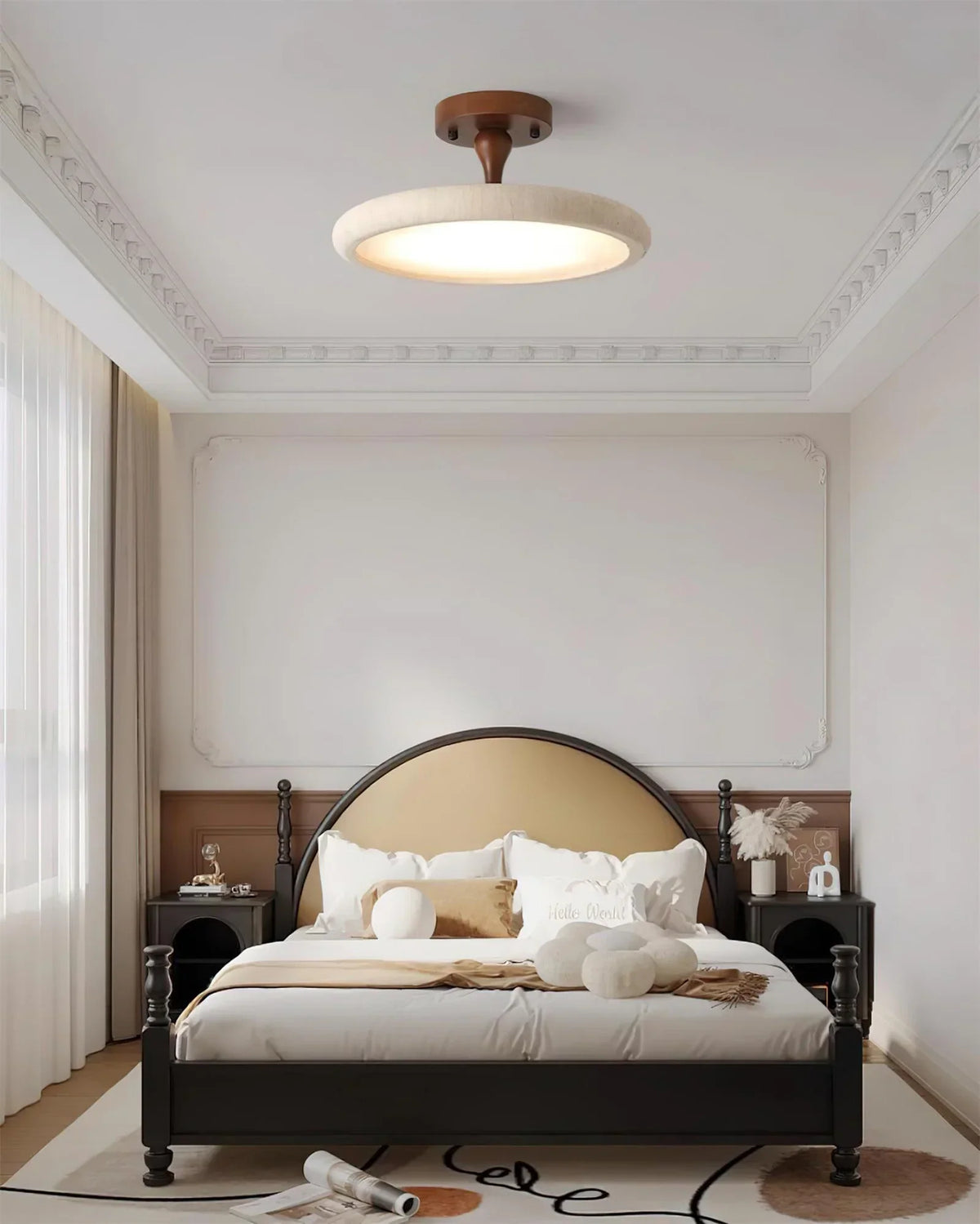 Round Travertine Kelva Ceiling Light – Travertine detail 5