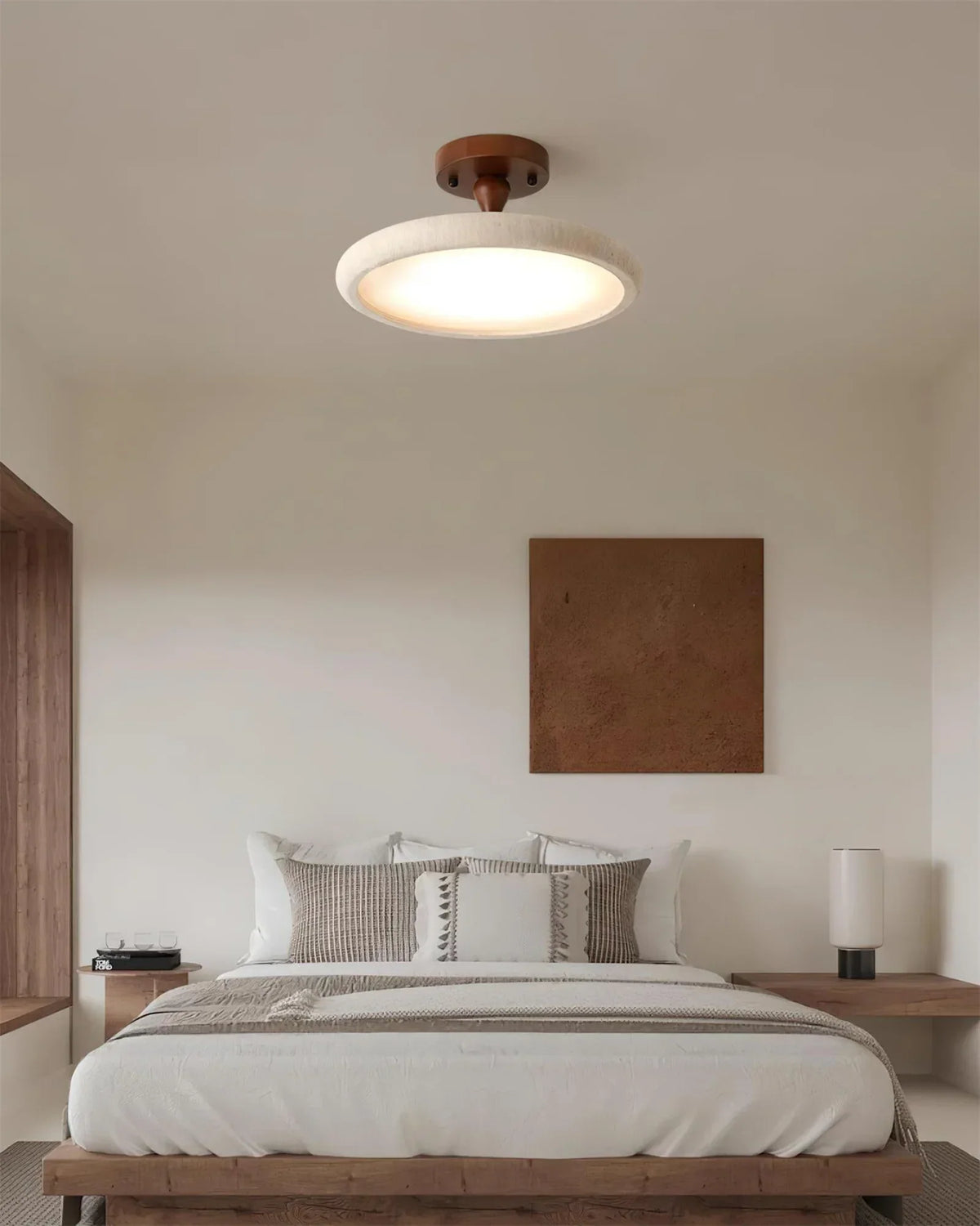 Round Travertine Kelva Ceiling Light – Travertine detail 3