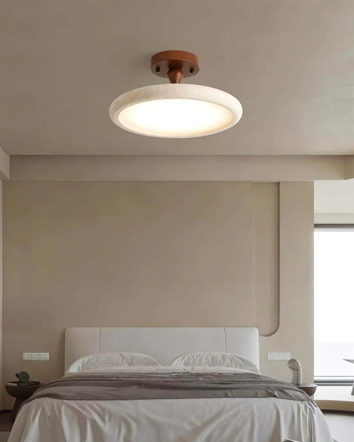 Round Travertine Kelva Ceiling Light – Travertine detail 4