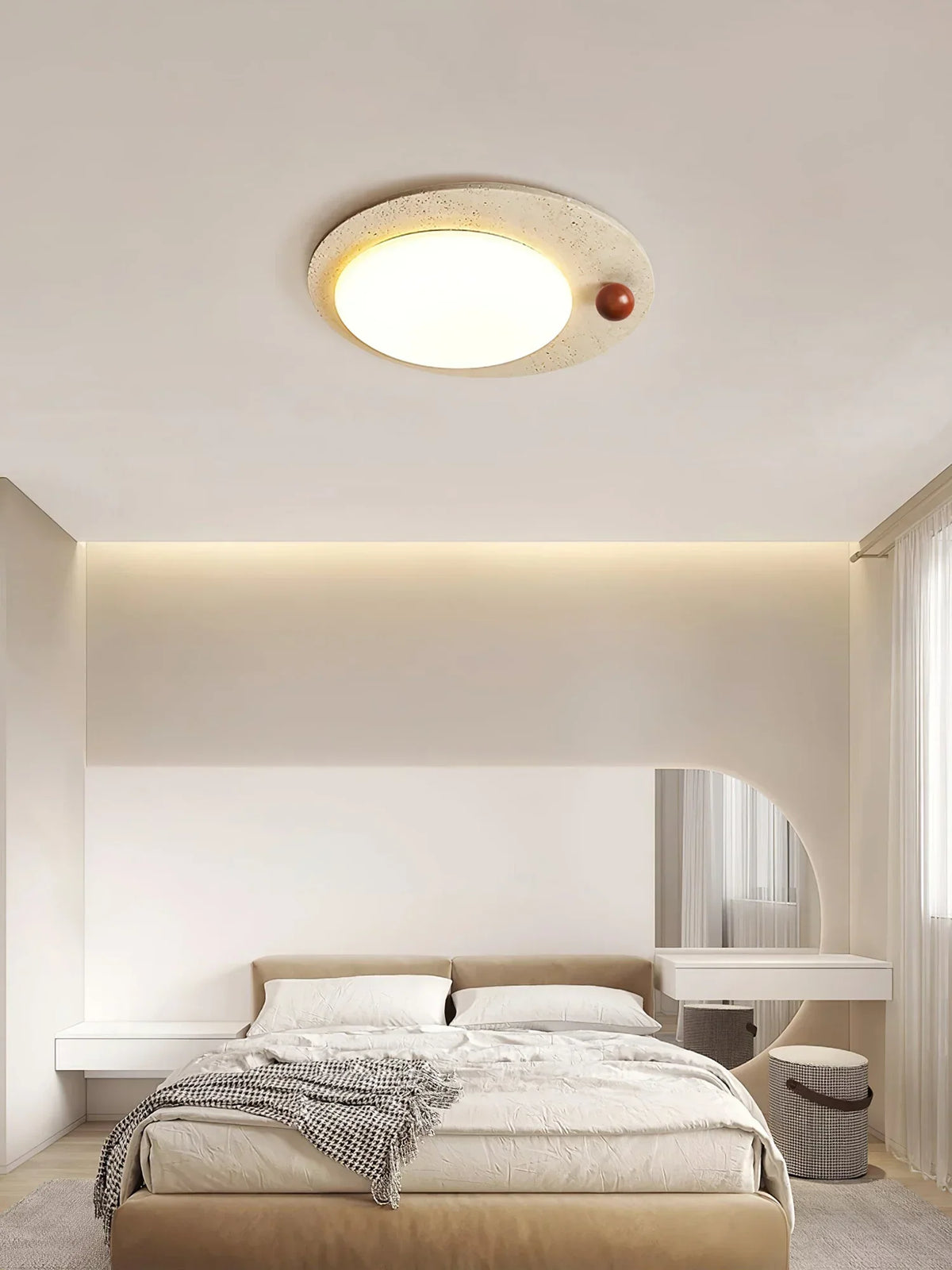 Round Travertine Luno Arte Ceiling Light – Travertine detail 5