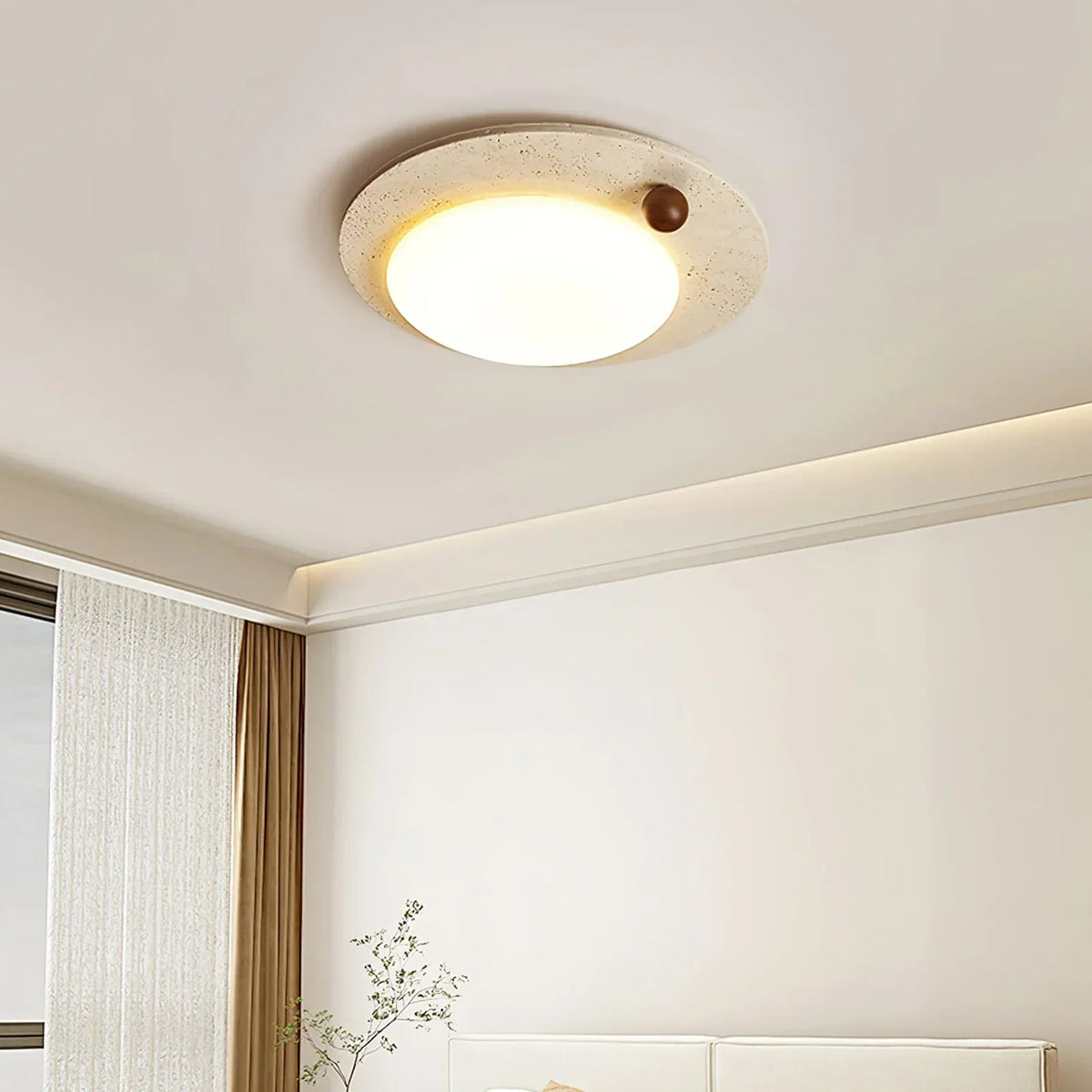 Round Travertine Luno Arte Ceiling Light – Travertine detail 2
