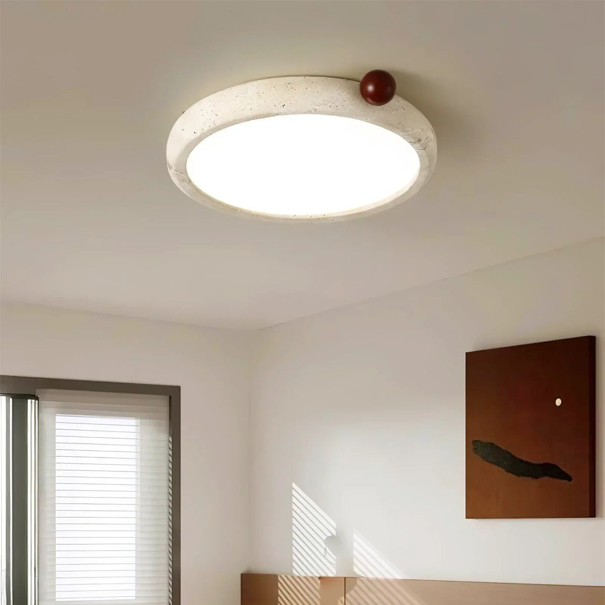 Round Travertine Metra Ceiling Light – Travertine detail 2