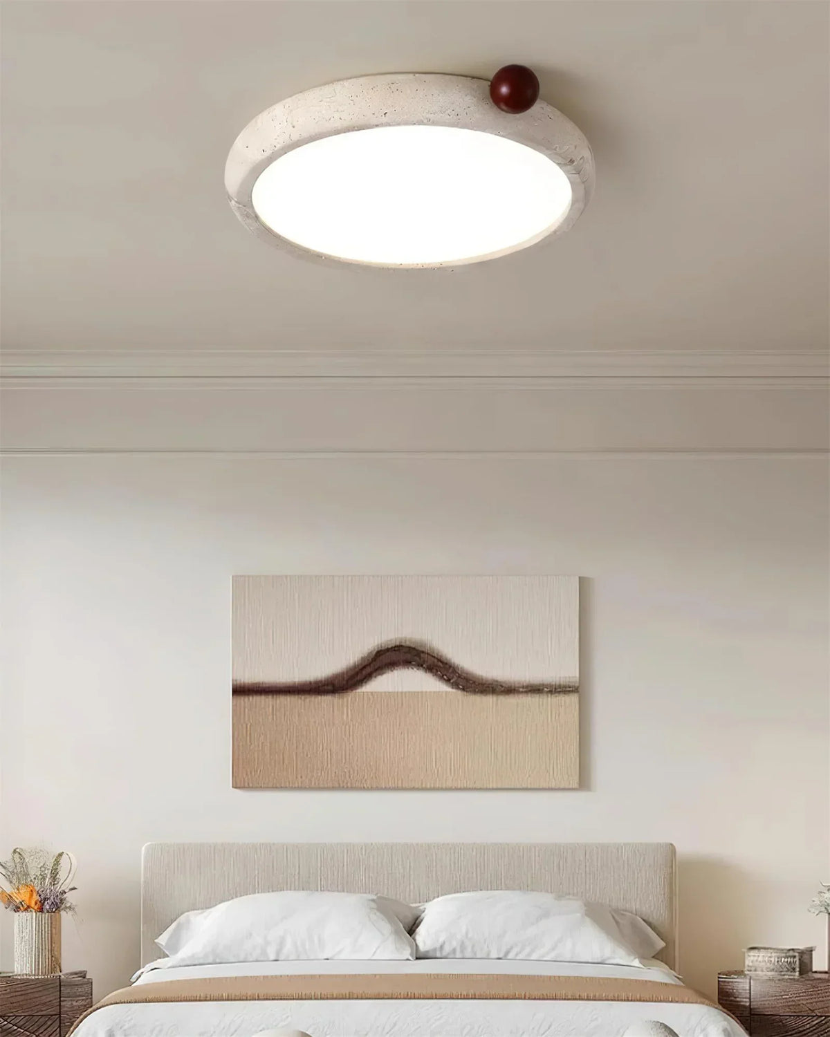 Round Travertine Metra Ceiling Light – Travertine detail 5
