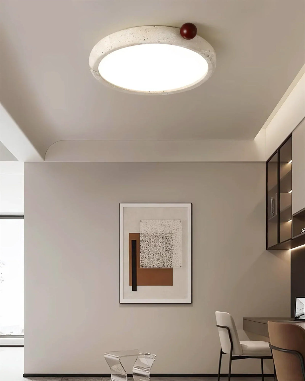 Round Travertine Metra Ceiling Light – Travertine detail 6